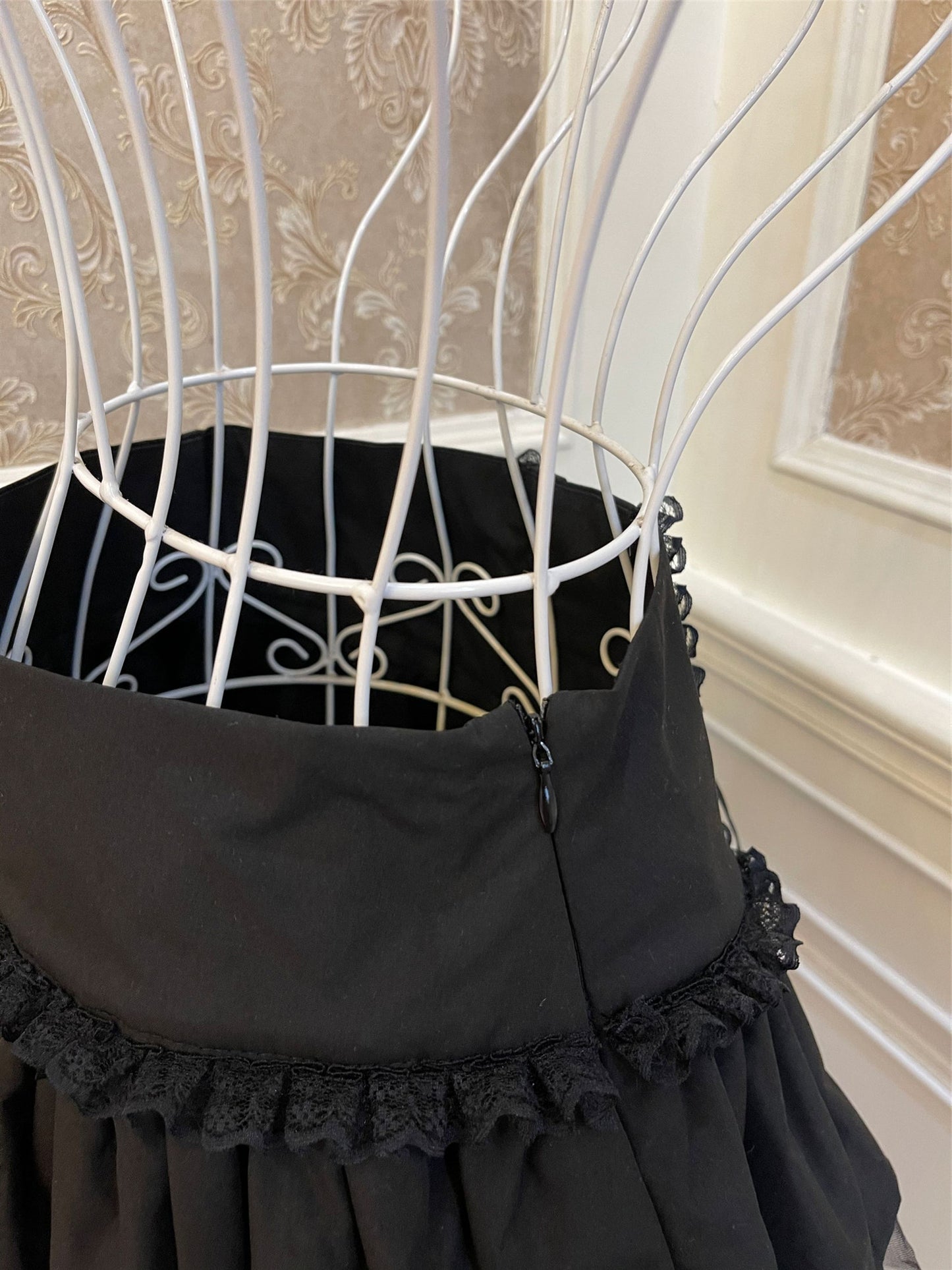 Sweetheart Princess Gothic Black Cake Layered Lace High Waist Mini Skirt