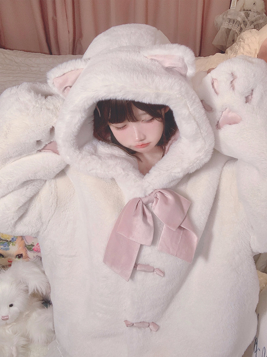 Cat Paw Hooded Plush EGL Autumn Winter Coat