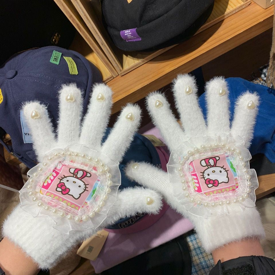 Kitty Doll Y2K Plush Gloves