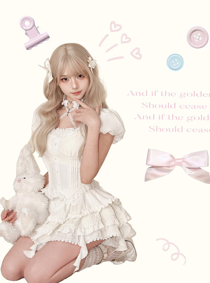 Serendipity Swan Dream First Love White Shirt & Ruffle Skirt Two Piece Set