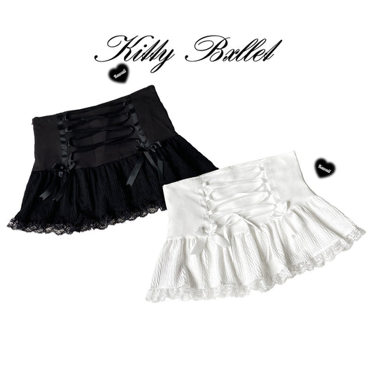 Kitten Bullet Jirai Kei Contract Bandage Black White Skirt