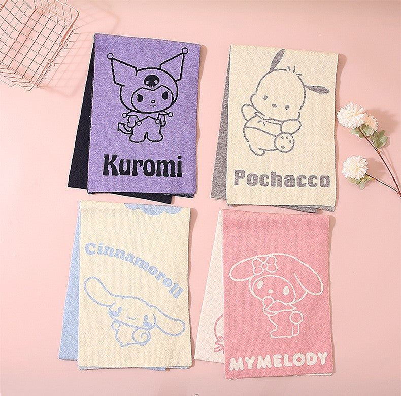 Melody Cinnamon Dog Purple Devil Pocha Dog Kitty Cat Winter Two Toned Scarf Scarves