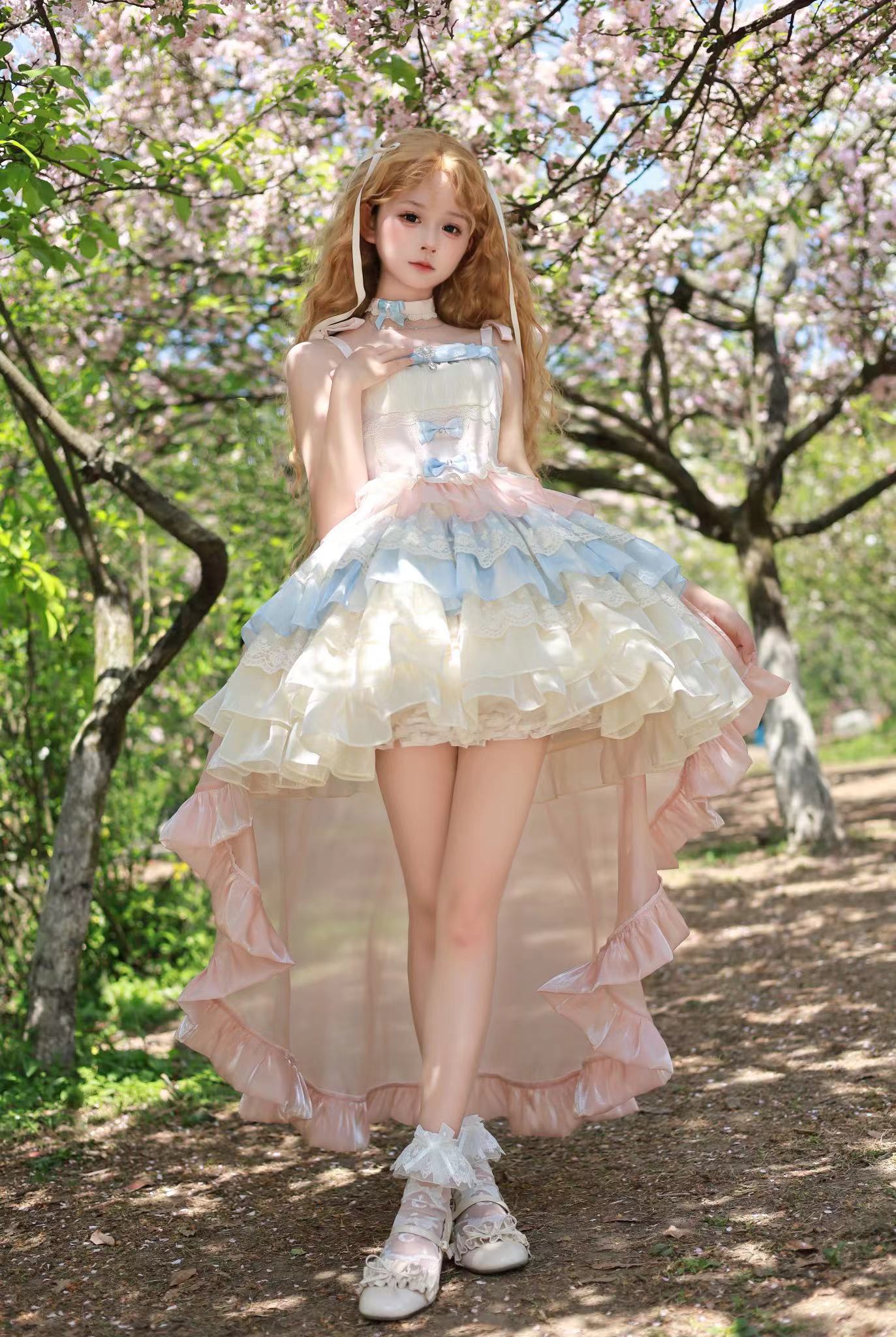 Flying Diary Blue Apricot Lolita Dress