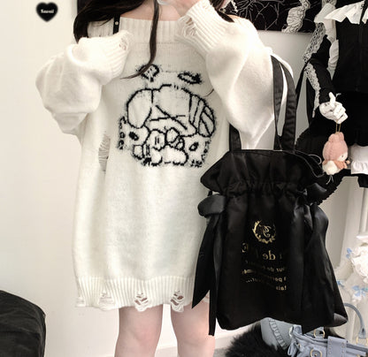 Kitten Bullet Taboo Angel Puppy Gray White Black Sweater