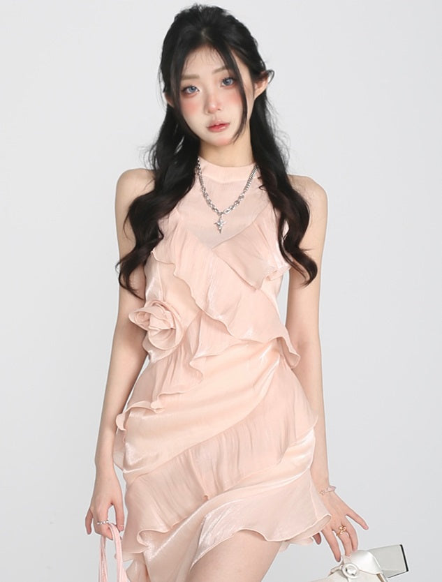 Lucia Lotus Champagne Pink Rose Short Dress