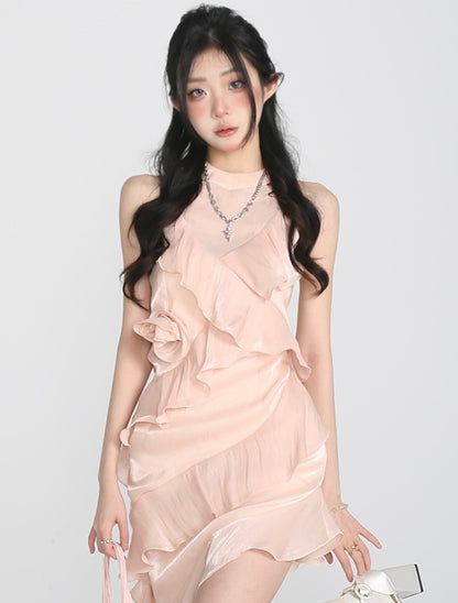 Lucia Lotus Champagne Pink Rose Short Dress