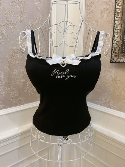 Sweetheart Princess Much Cute Black White Blue Camisole Top