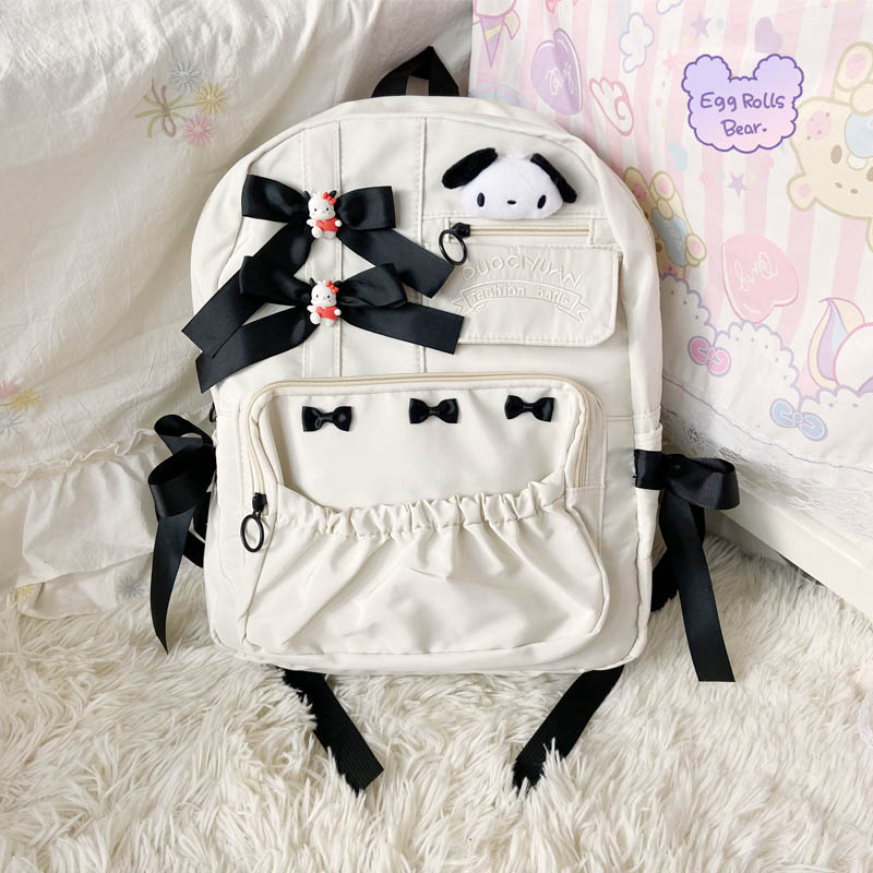 Purple Devil Cinnamon Dog Pocha Dog Bow Student Backpack Bag