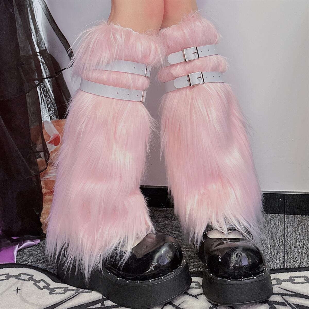 Y2K Punk Harajuku Fuzzy Leg Garter Belt Leg Warmer