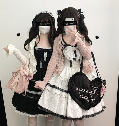 Kitten Bullet Lace Rose Story Black White Dress