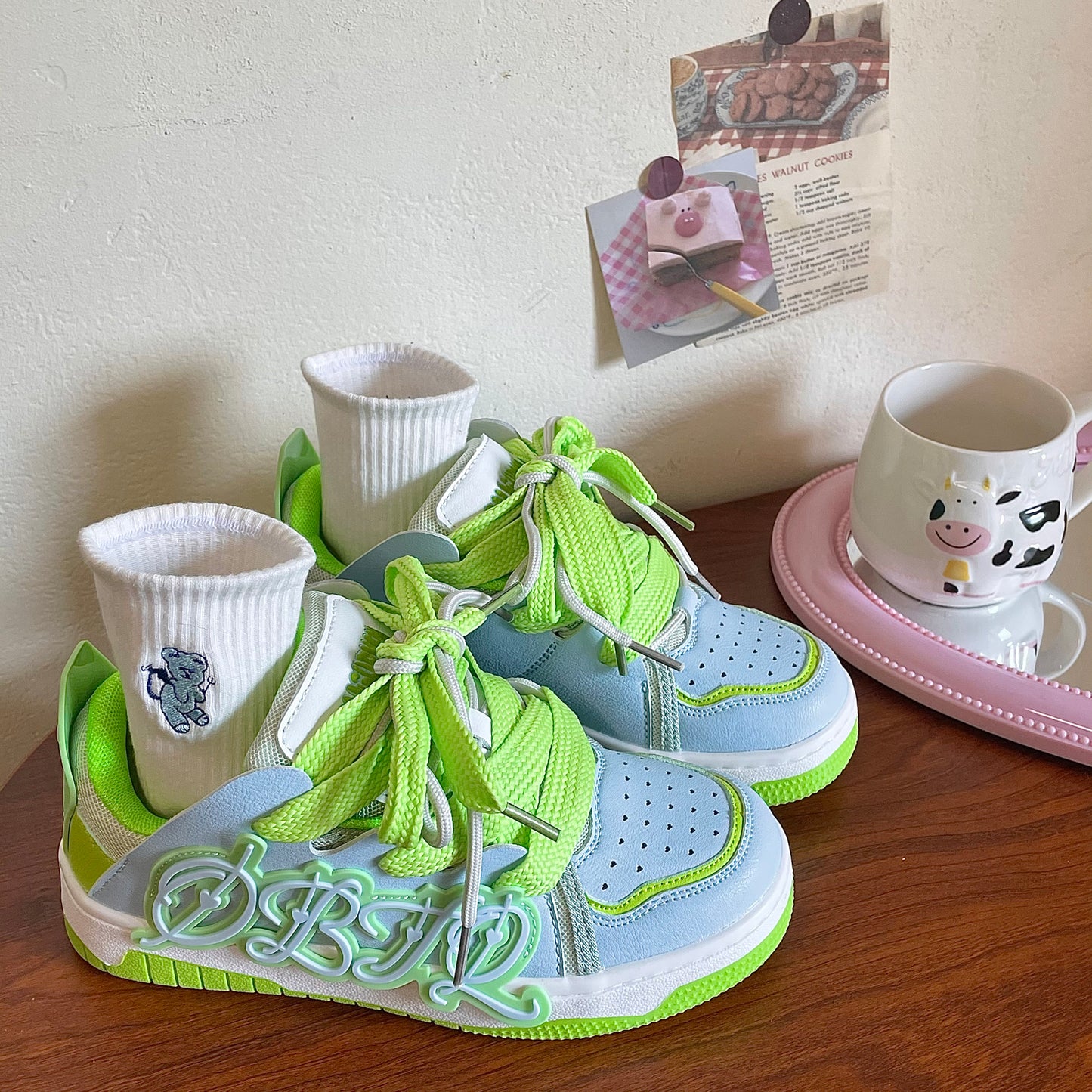 Yellow Green Lace Pink Blue Shoes Sporty Sneakers Running Shoes