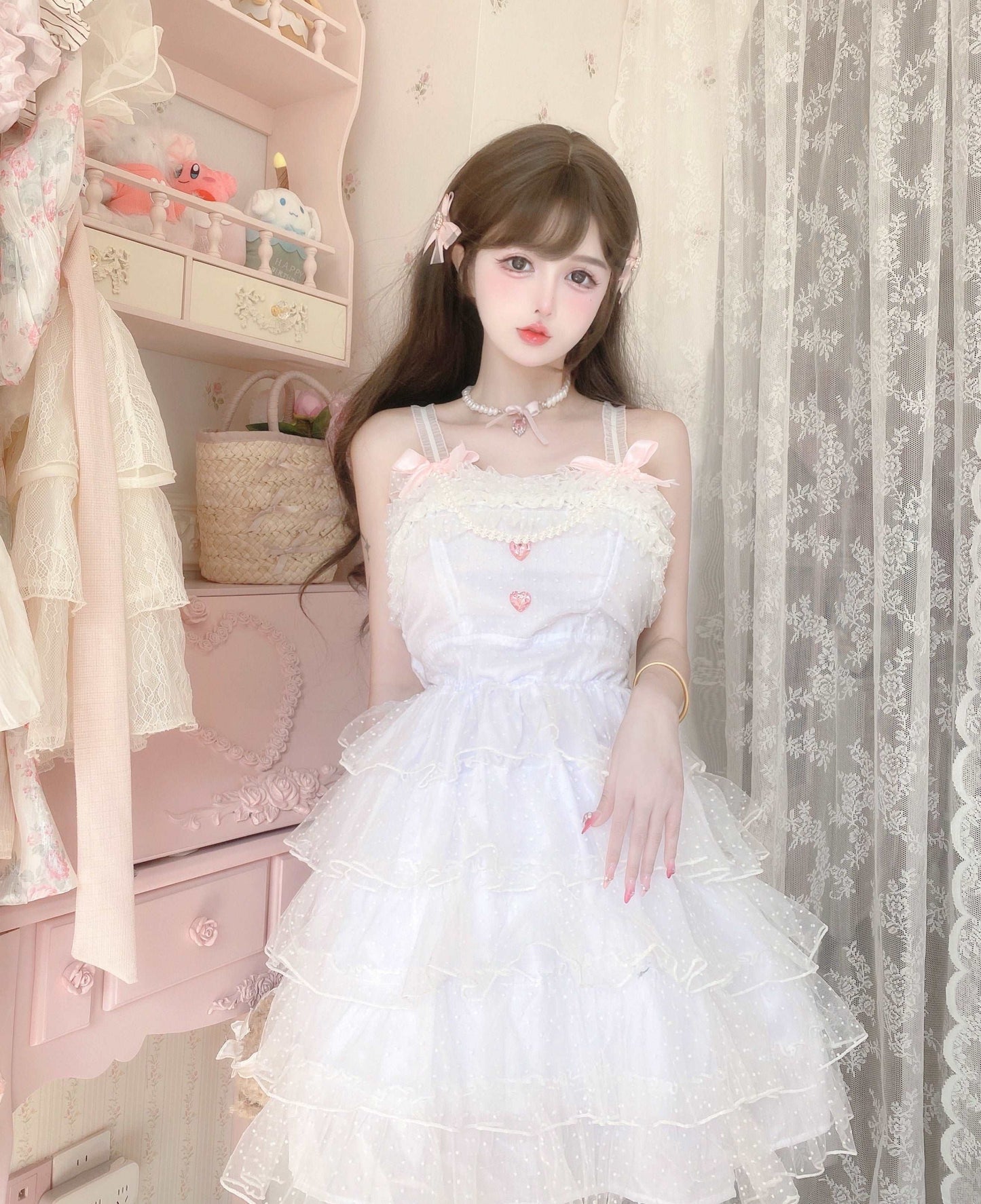 Candy Fairy Pure White Angel Princess Ruffled Layered Dress