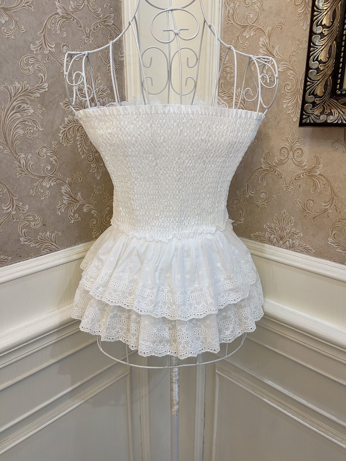 Sweetheart Princess Frill Lace White Camisole Top