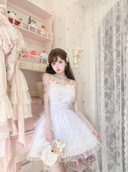 Candy Fairy Pure White Angel Princess Ruffled Layered Dress