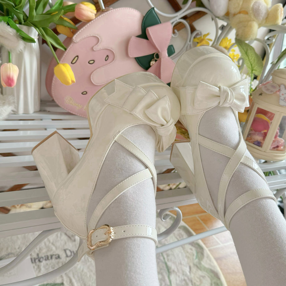 Eternal Sweet Lolita White Black Pink Blue High Heels Shoes