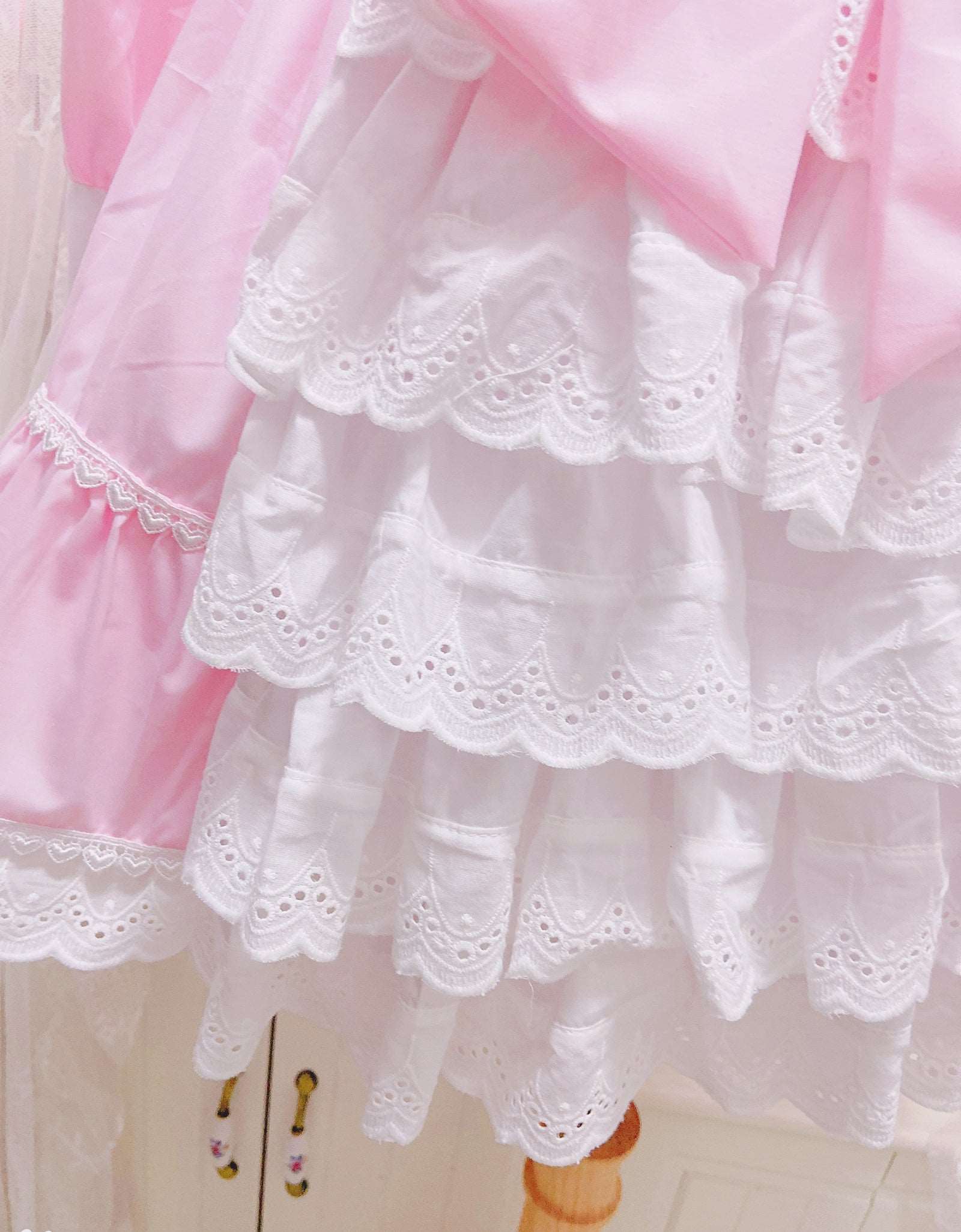 Candy Fairy Pink Bow Coquette Princess Ruffled Dress