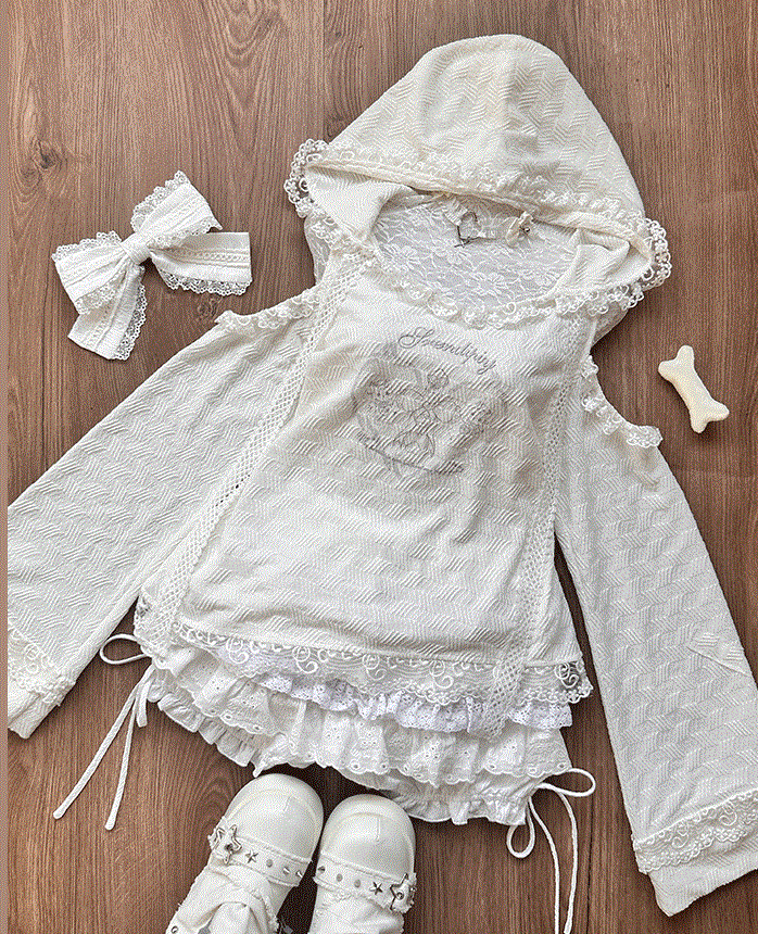 Serendipity Angel Island White Hoodie & Skirt Two Piece Set