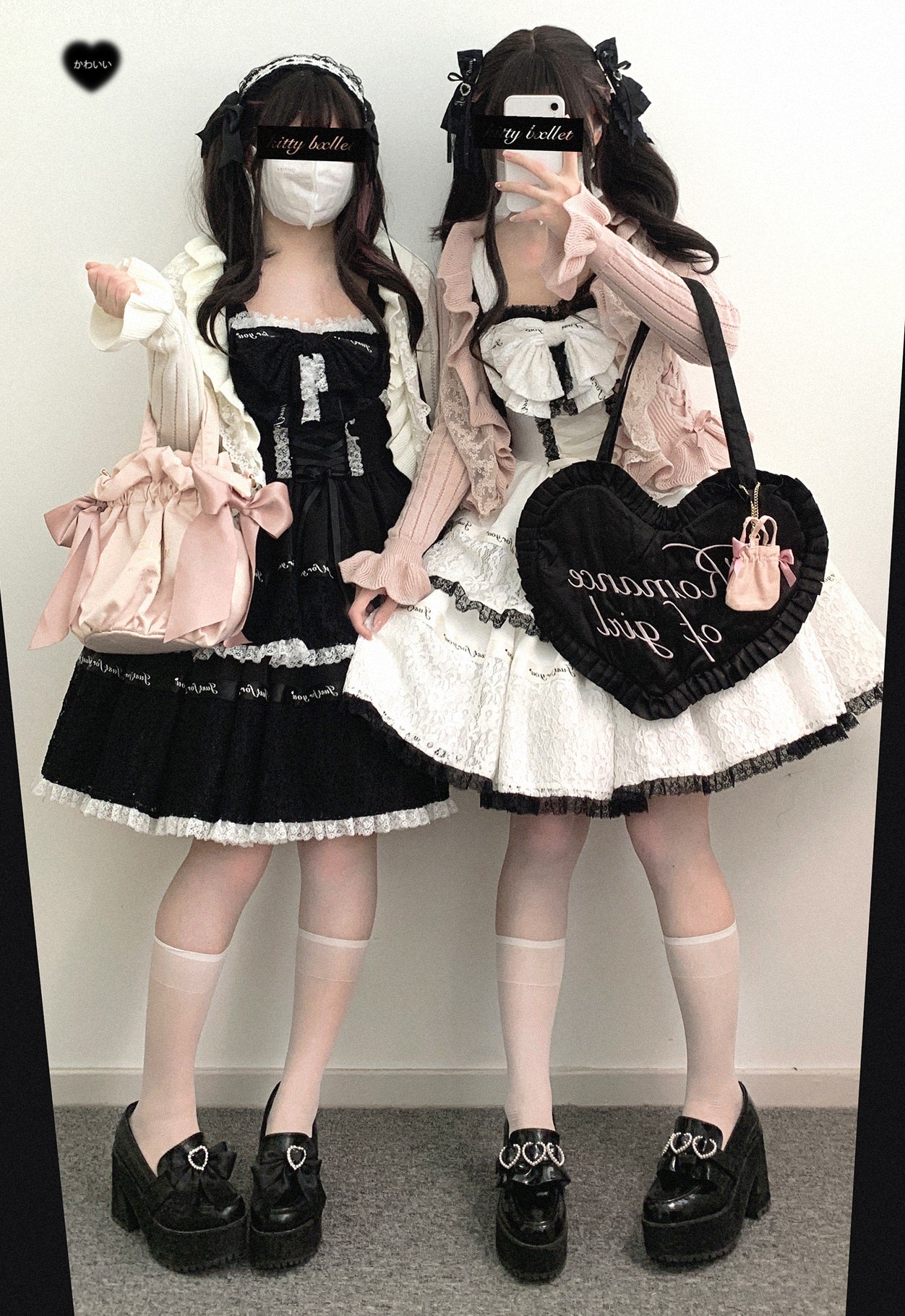 Kitten Bullet Lace Rose Story Black White Dress