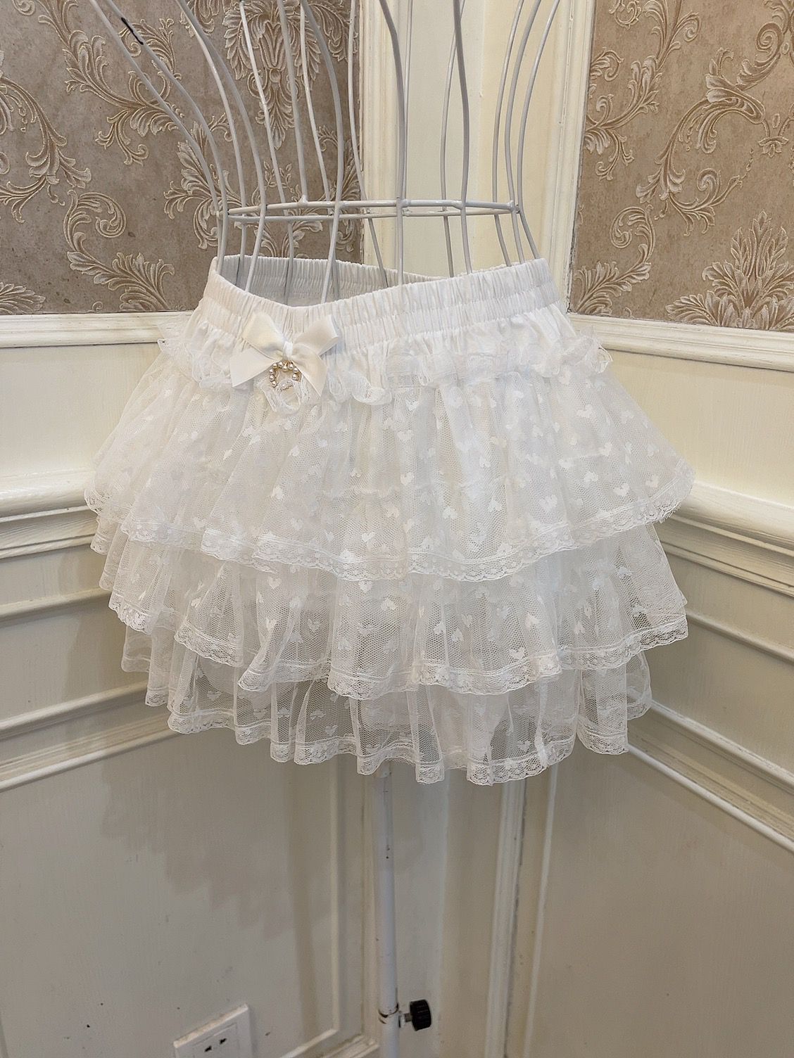 Sweetheart Princess Heart Mesh Lace White Elastic Short Skirt Shorts Bloomers