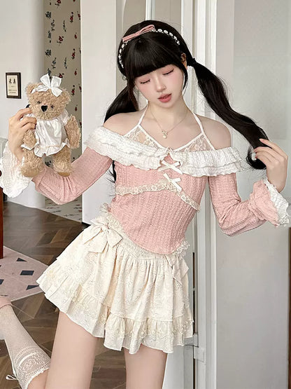 Serendipity First Love Candy Pink Top & Cream Skirt Two Piece Set