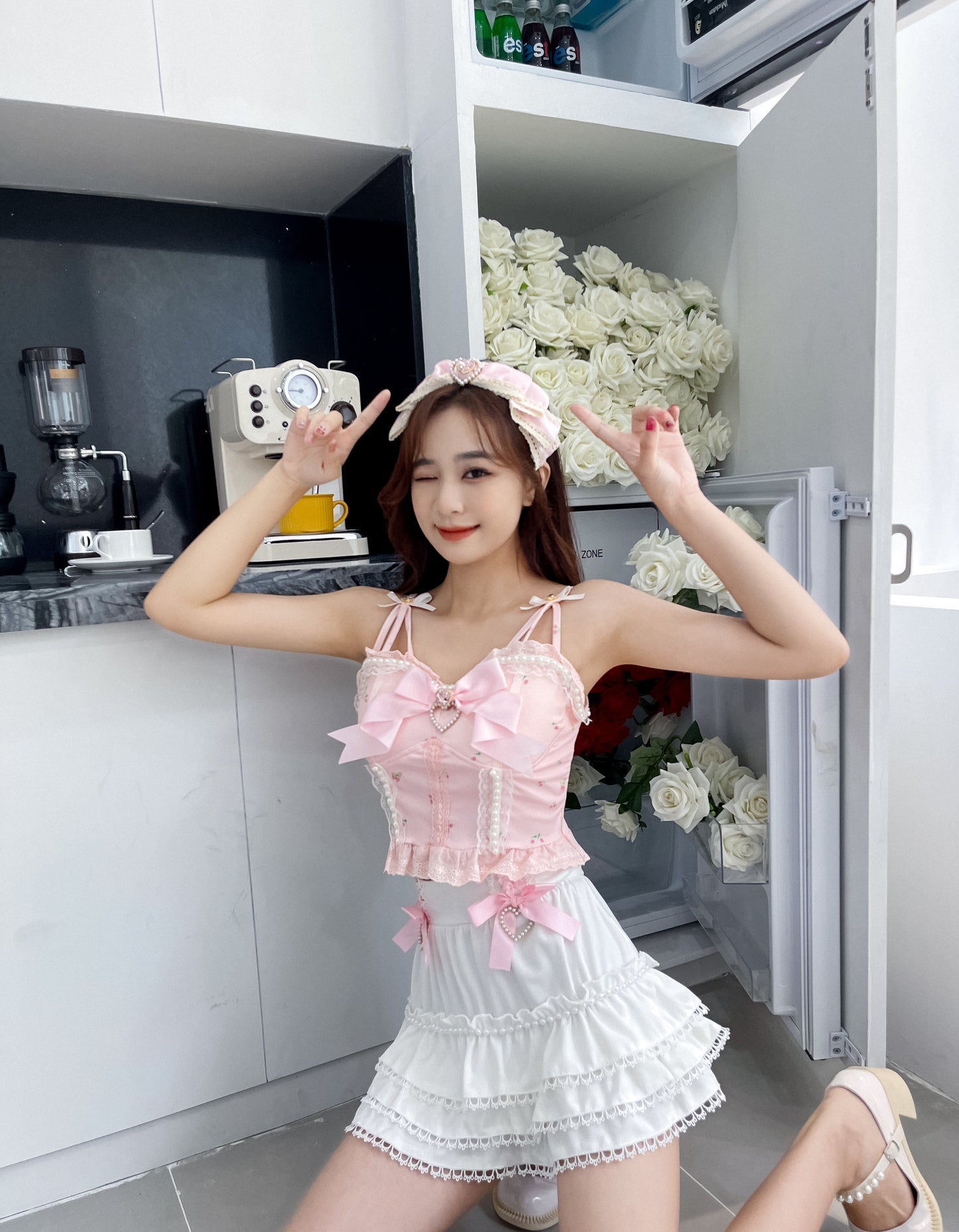 Sweetheart Princess Lace Bow Ruffled Cake White Skirt