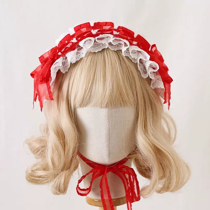 Lolita Lace Cream White Bow Hairband Accessories