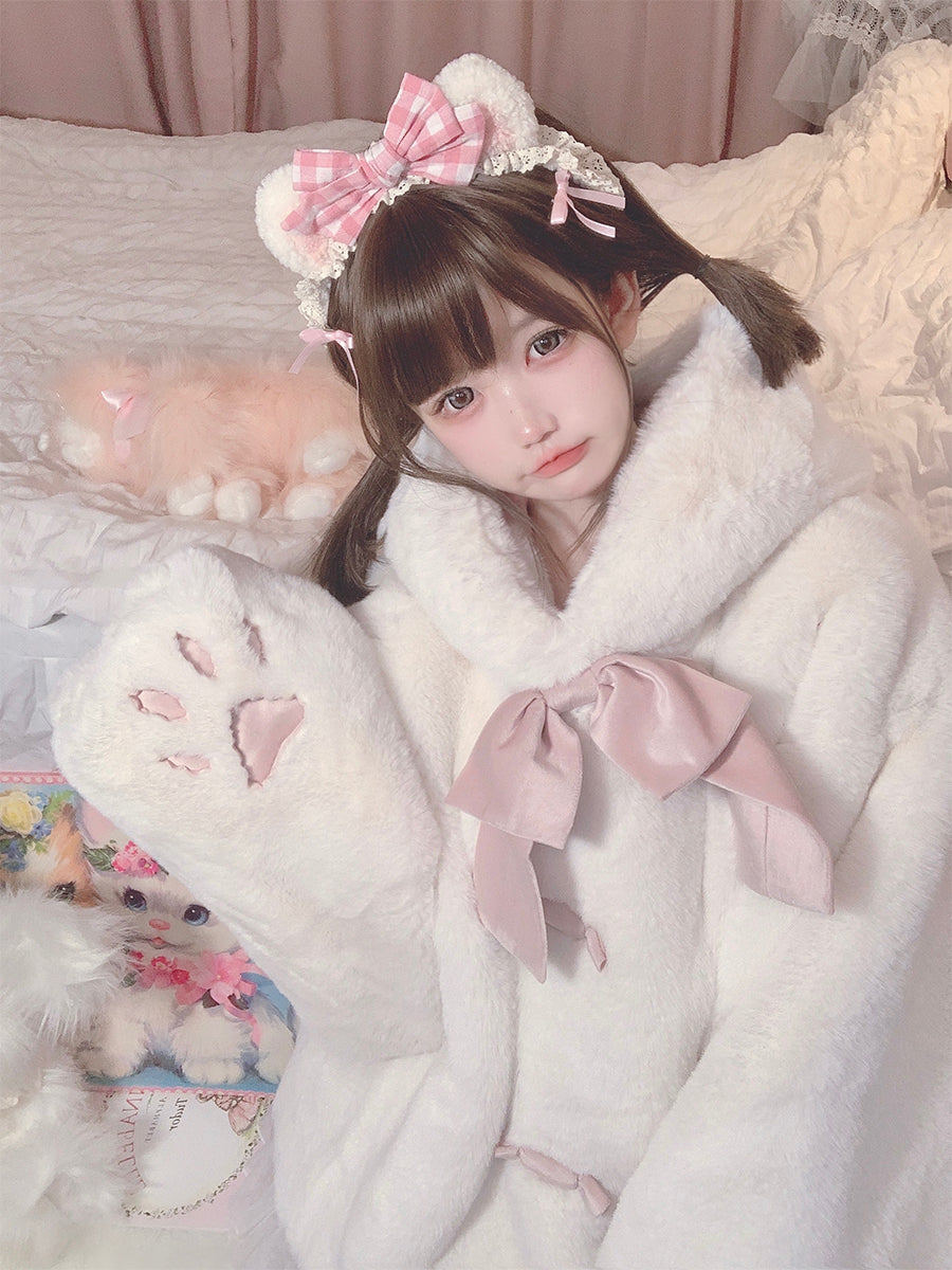 Cat Paw Hooded Plush EGL Autumn Winter Coat