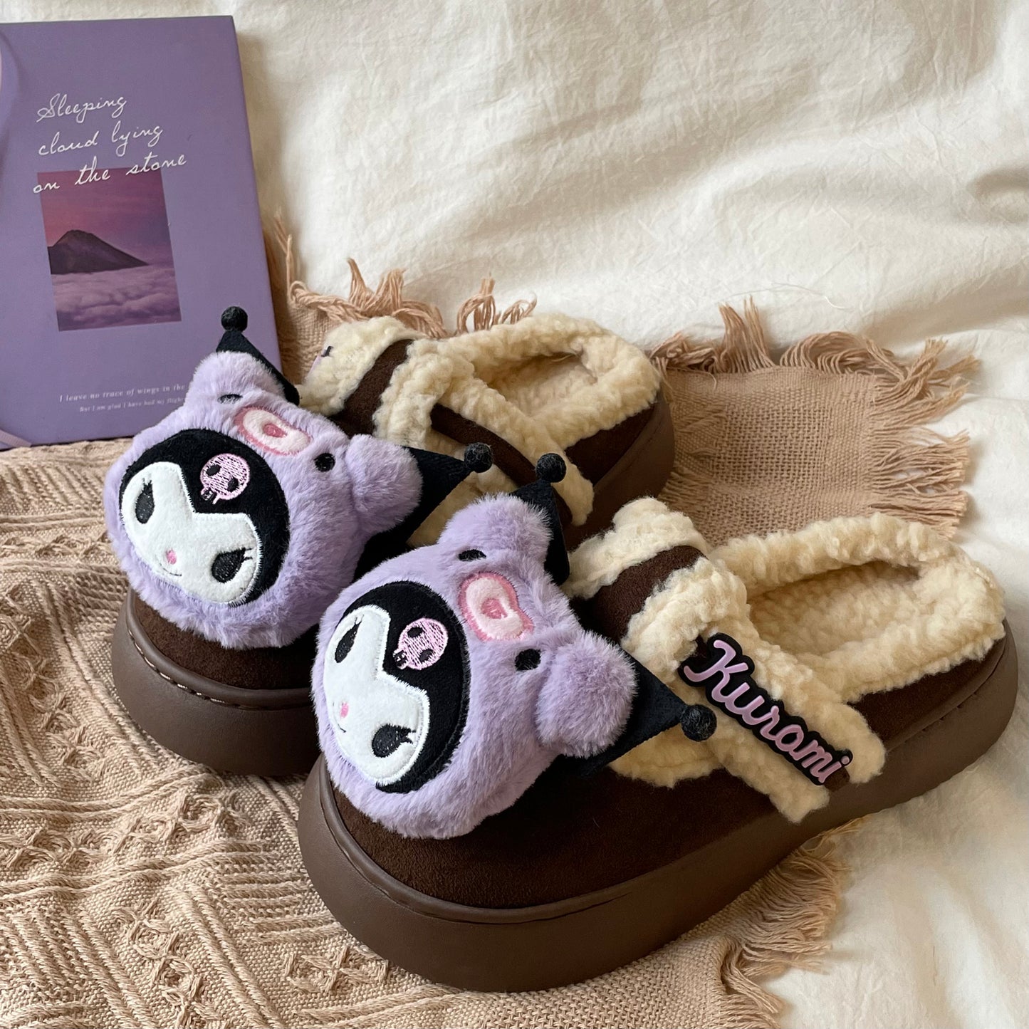 Purple Devil Soft Winter Thick Plush Cotton Slippers Shoes