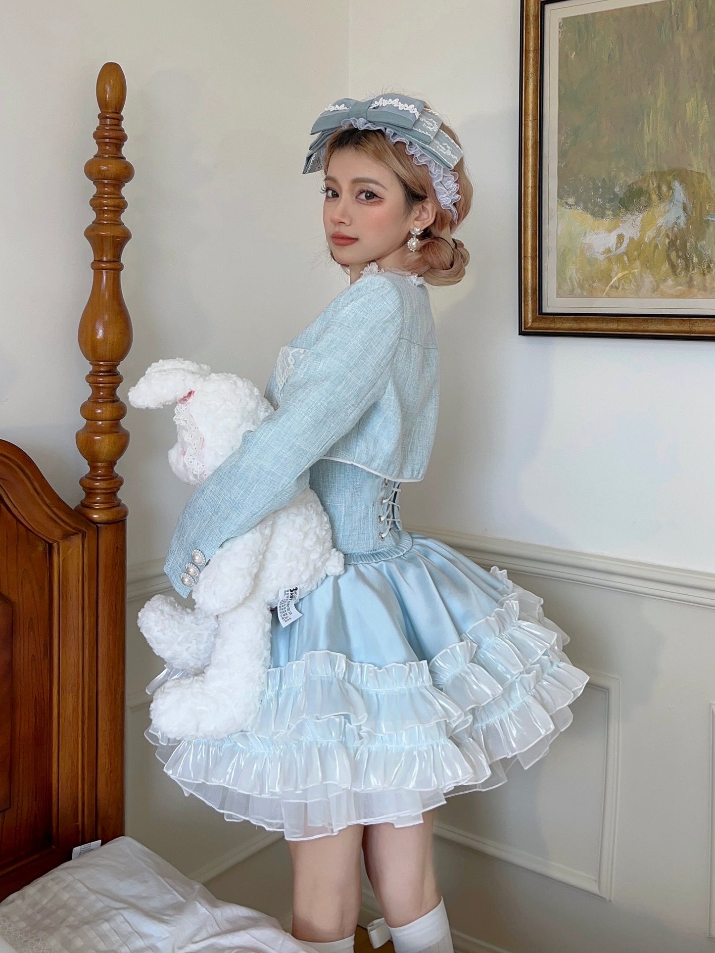 Monet Winter Glacier Princess Blue Jacket & Camisole & Tutu Skirt & Bustle Four Piece Set