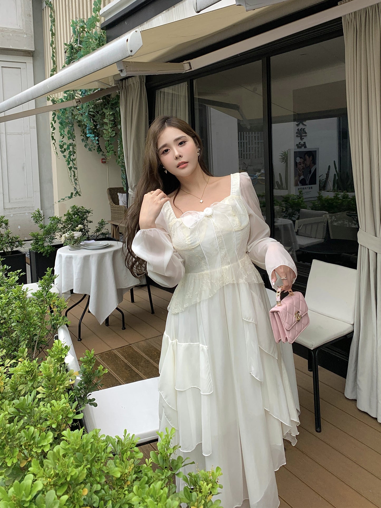 Plus Size Vintage Glow Moonlight White Ruffled Elegant Princess Long Dress