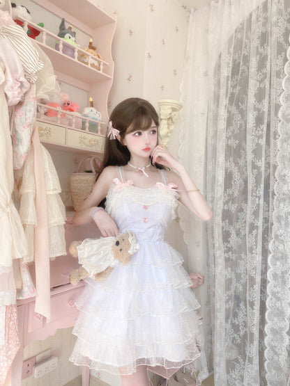 Candy Fairy Pure White Angel Princess Ruffled Layered Dress