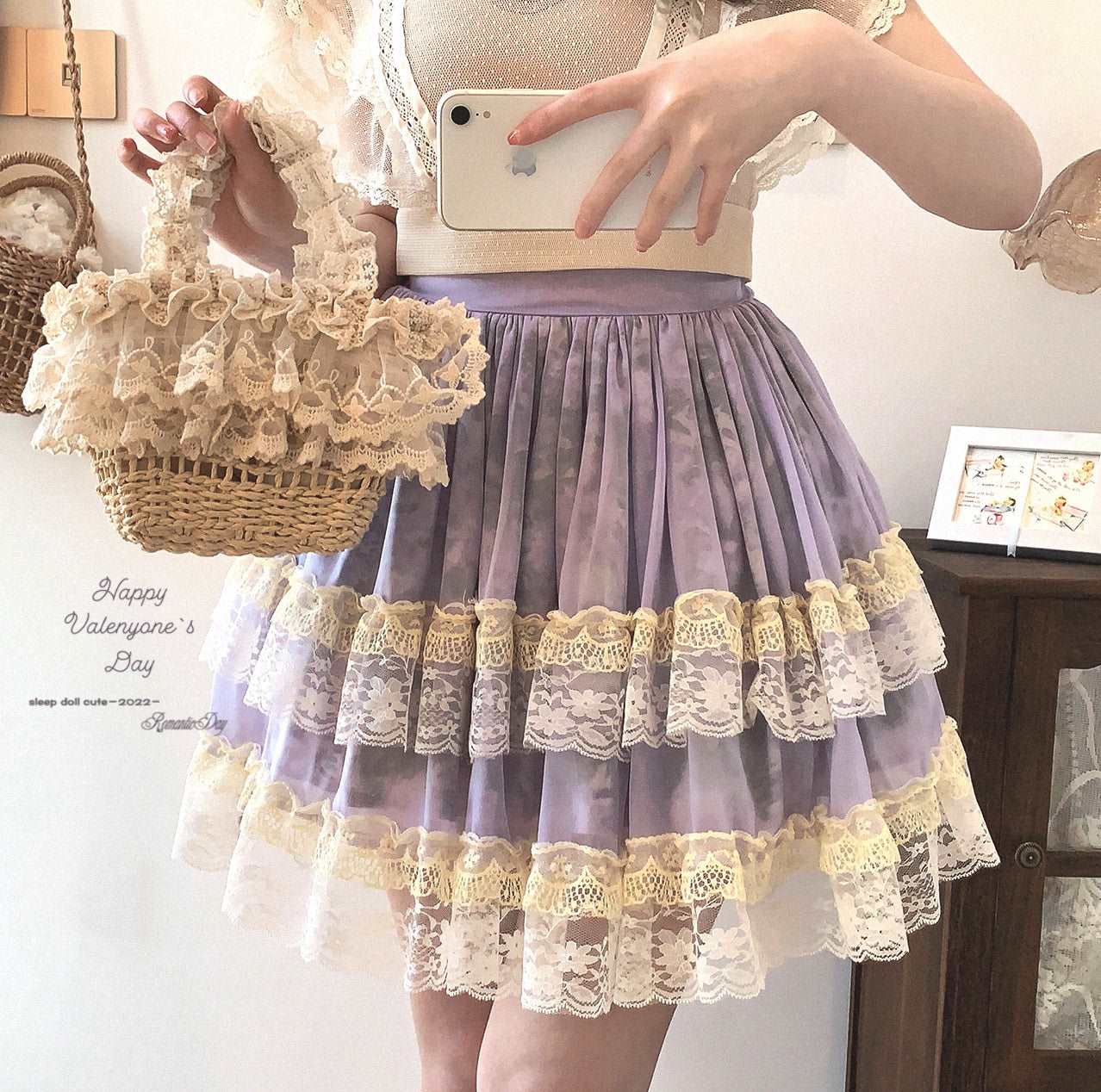 Dormir Doll Canary Veil Rose Lace Beige Green Pink Purple Ruffle Short Skirt