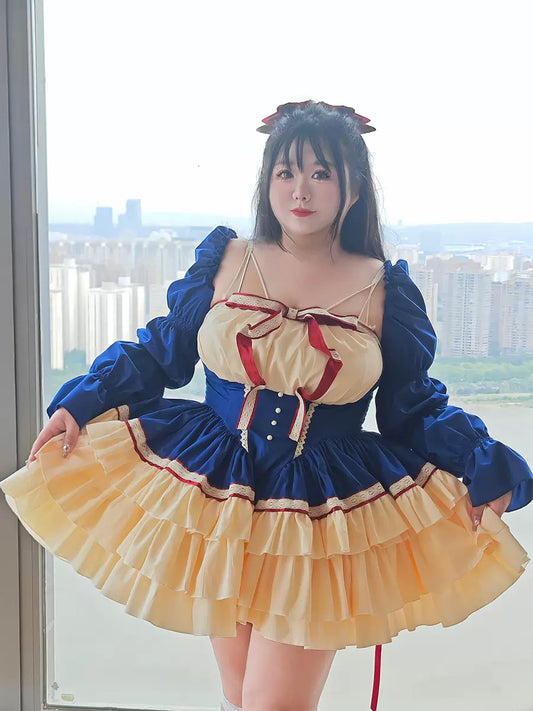 Plus Size Snow White Navy Cream Princess Lolita Dress