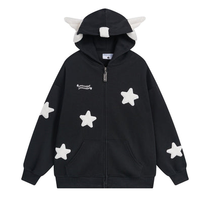 Serendipity Cute Y2K Angel Star Wings Pink Blue Black Jacket Hoodie