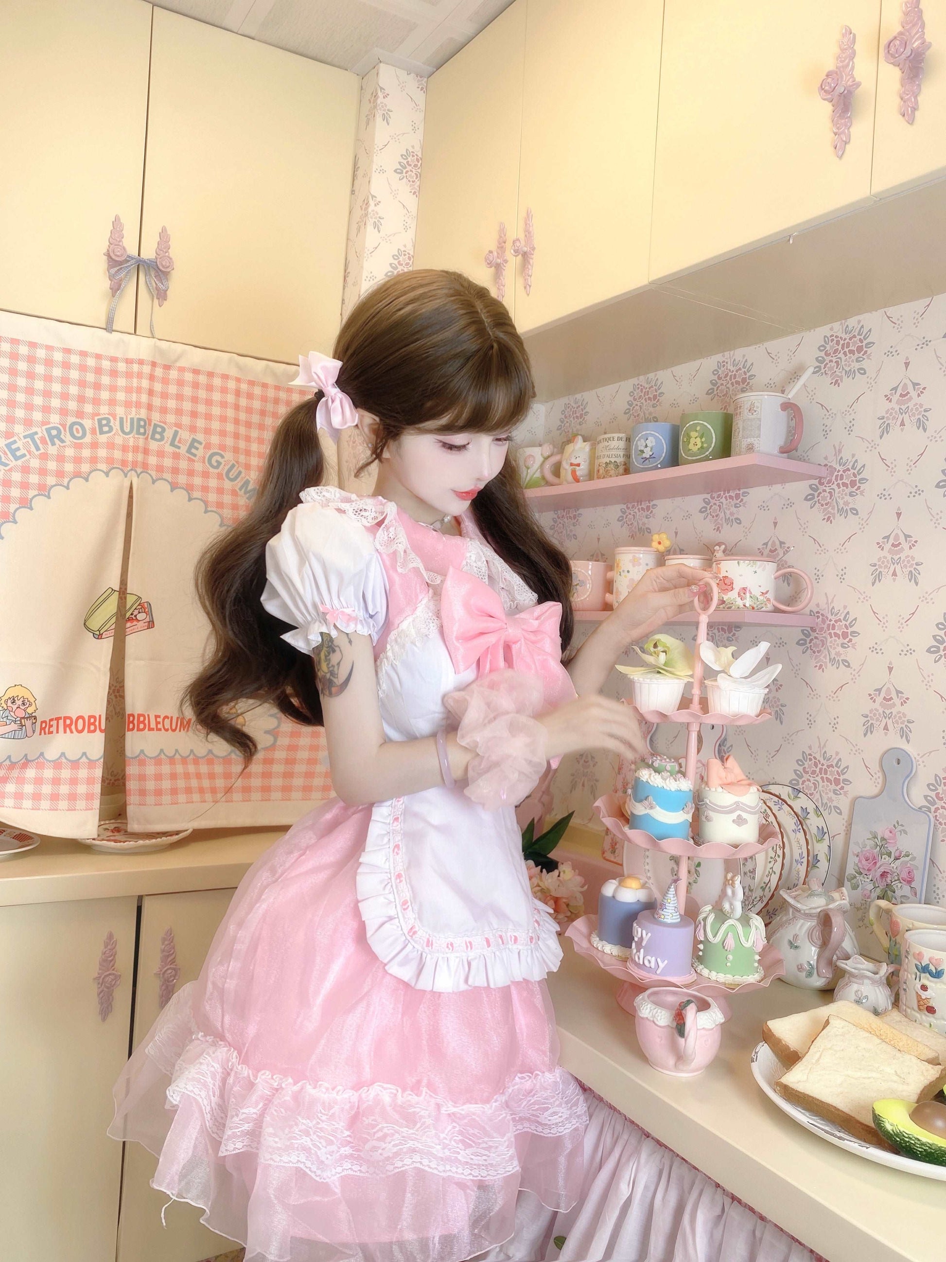 Candy Fairy Sweet Cute Pink Maid Cosplay Outfit Dress