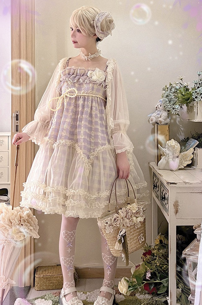 Yarn Cat Wisteria Bubble Purple Lolita Strap Dress