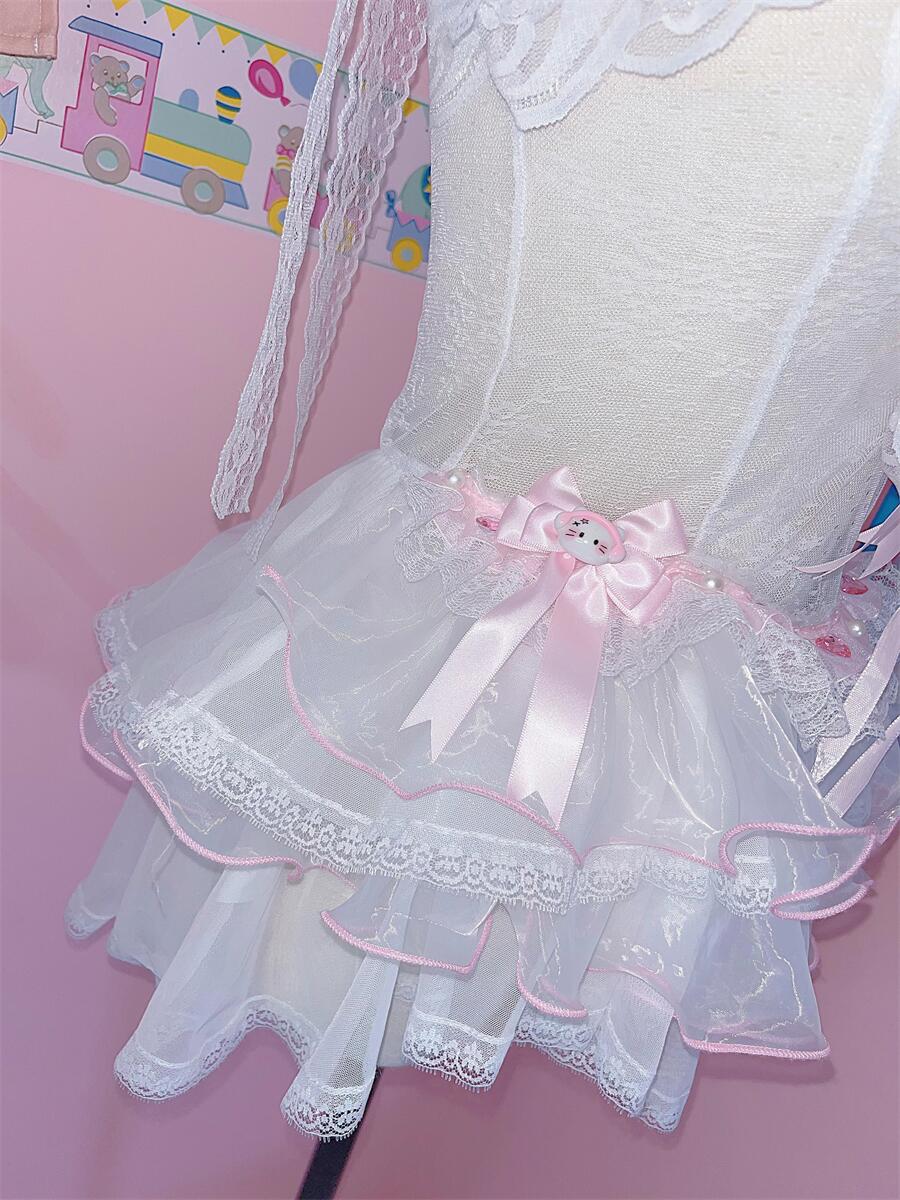 Coquette Sexy Kitty Lace White Pink Cake Dress Lingerie