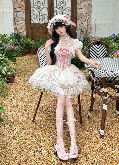 Serendipity Secret Garden Lolita Pink Strap Dress