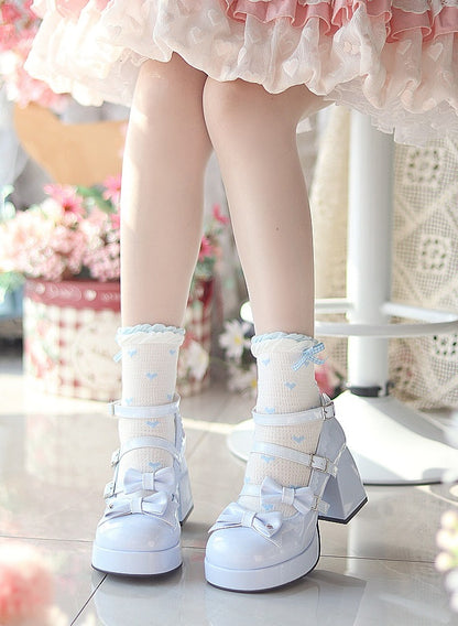 Moonlight Messenger Pink White Black White Blue High Heels Shoes