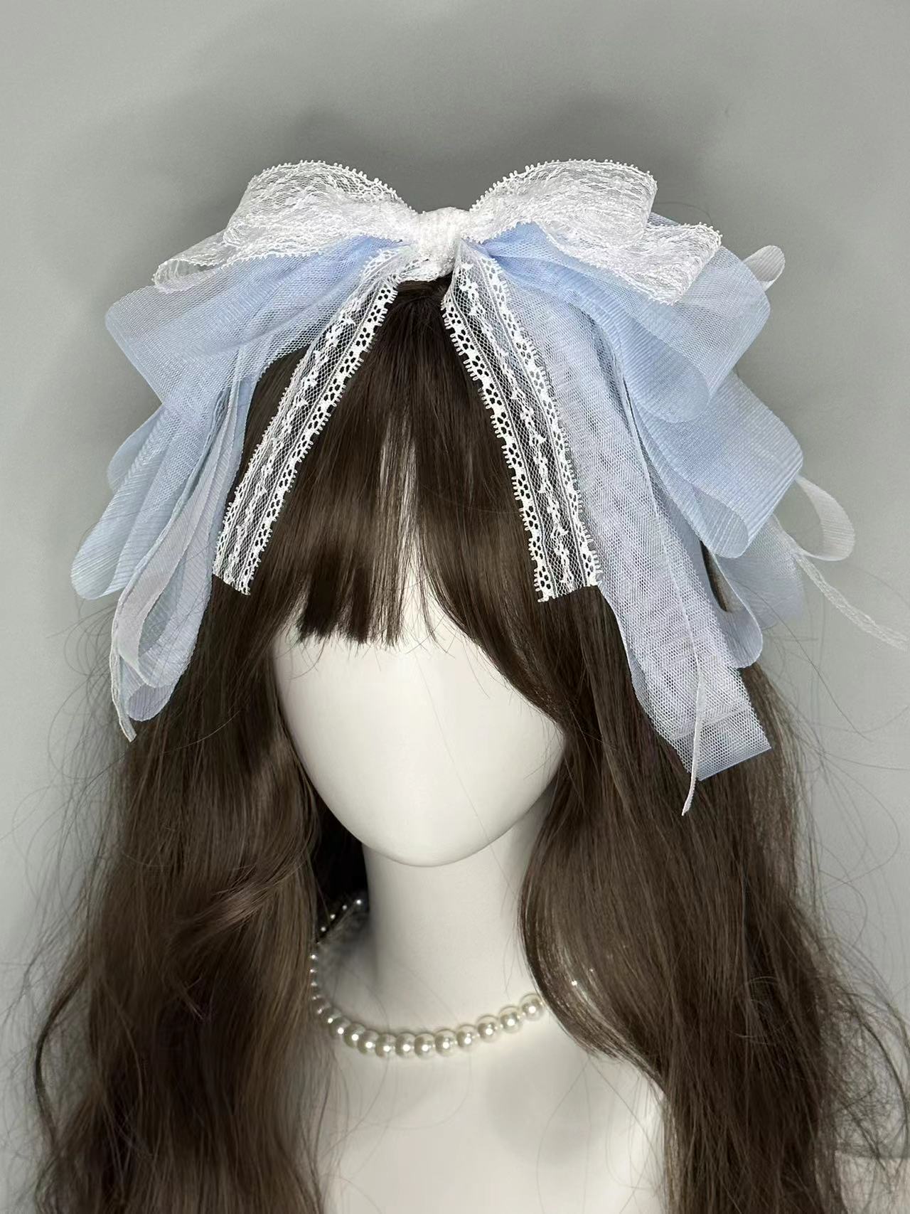 Moka Lolita Lace Blue Pink White Bow Hairband Hair Accessories