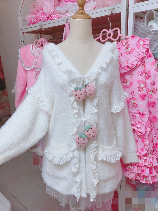 Candy Fairy Strawberry Rabbit Ears White Jacket