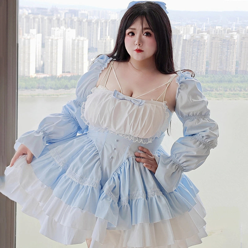 Plus Size Dream White Blue Princess Lolita Dress