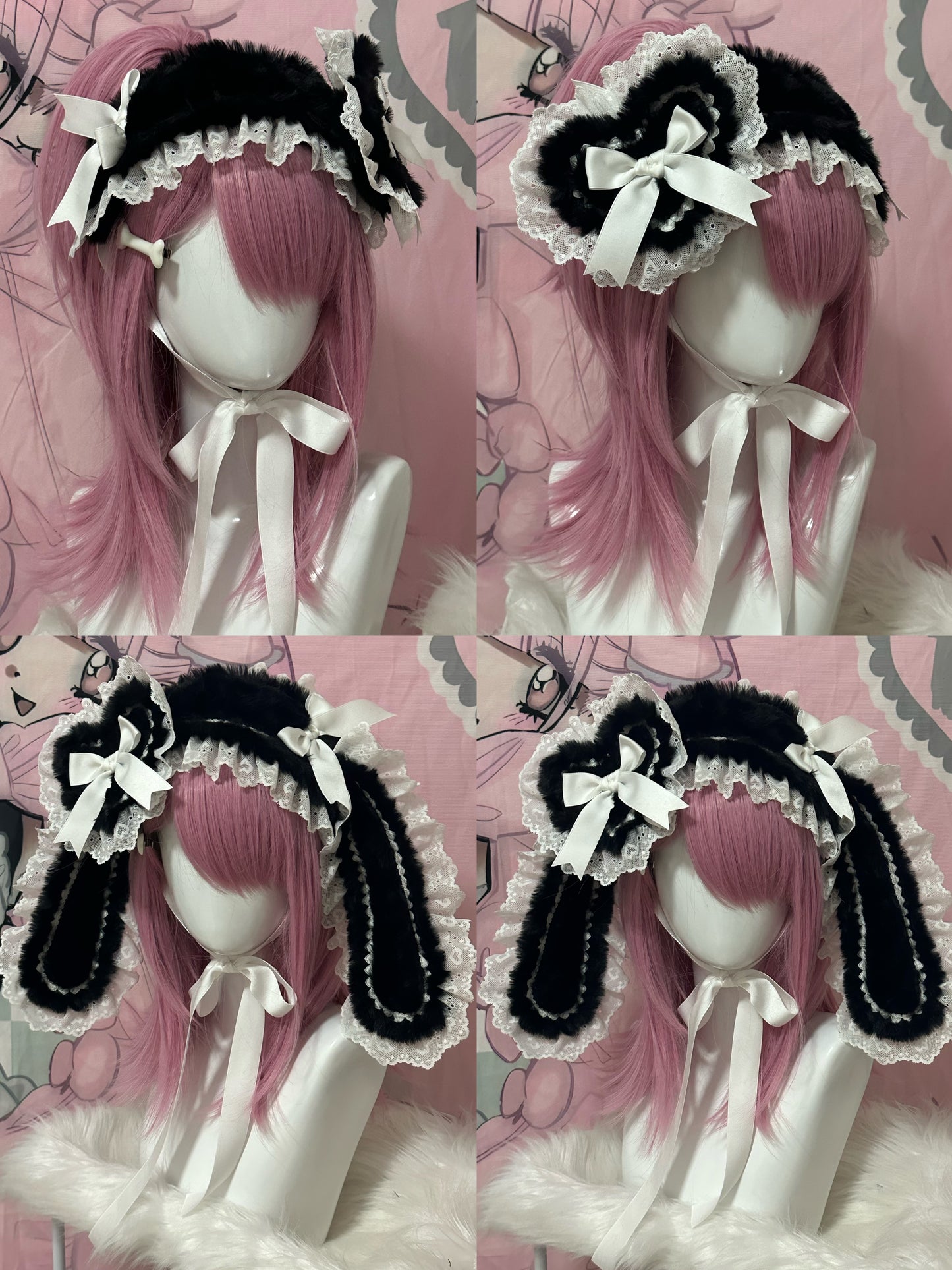 Handmade Original Lolita Heart Plush Rabbit Ears Hairband Hair Accessories