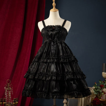 Love Song of the Star Lace Bow Ribbon Ruffled Layered Princess Dress