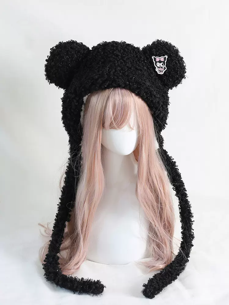 Sweet Teddy Bear Ears White Pink Black Yellow Plush Lolita Handmade Hats