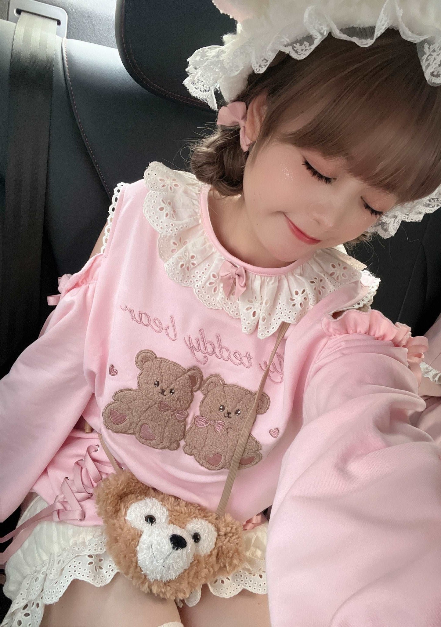 EGL Coquette Bow Ribbon Teddy Bear Pink Sweatshirt