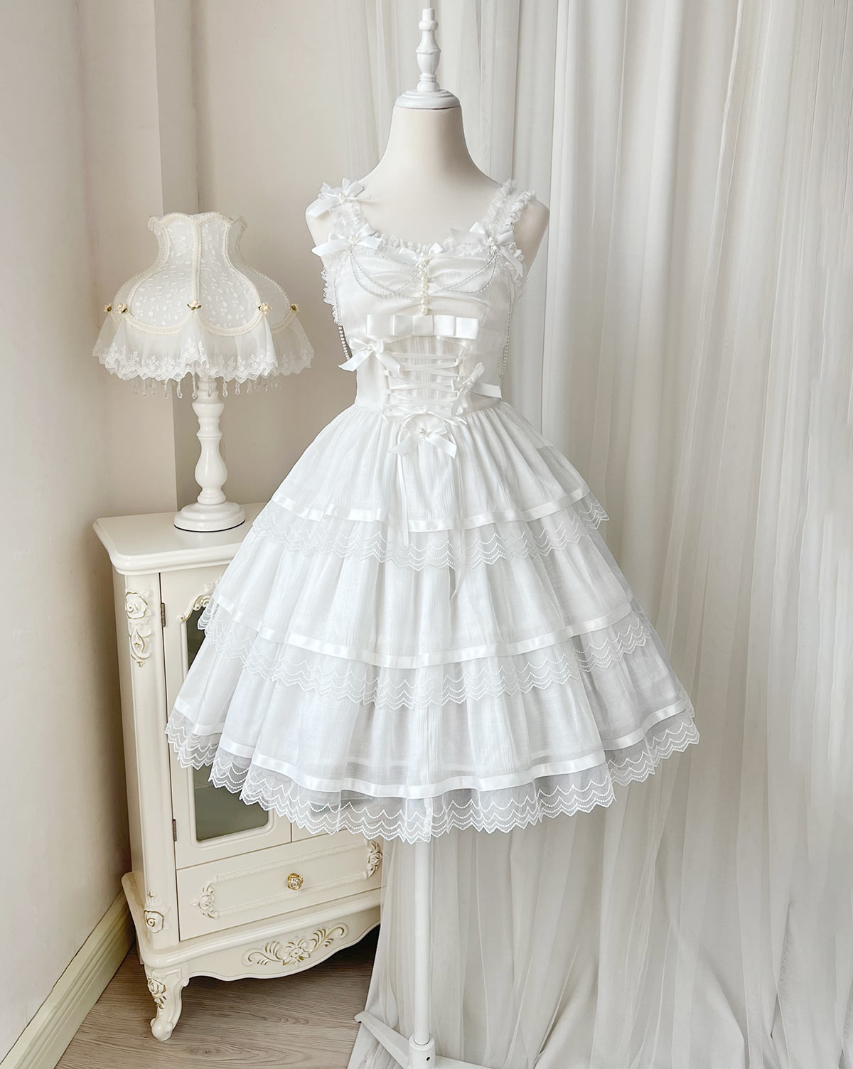 Twins Black & White Gothic Lolita Elegant Strap Dress