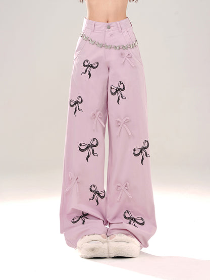 Young Eyes Taro Purple White Bow Long Pants