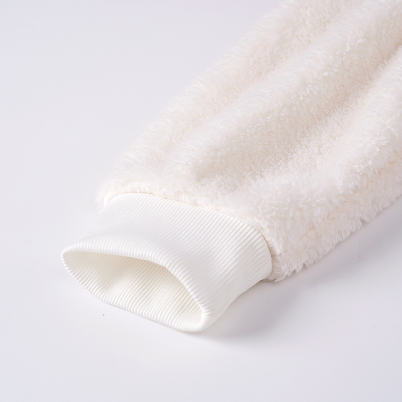 Marie Cat White Thick Plush Fleece Winter Pajamas Hooded Bathrobe & Pants