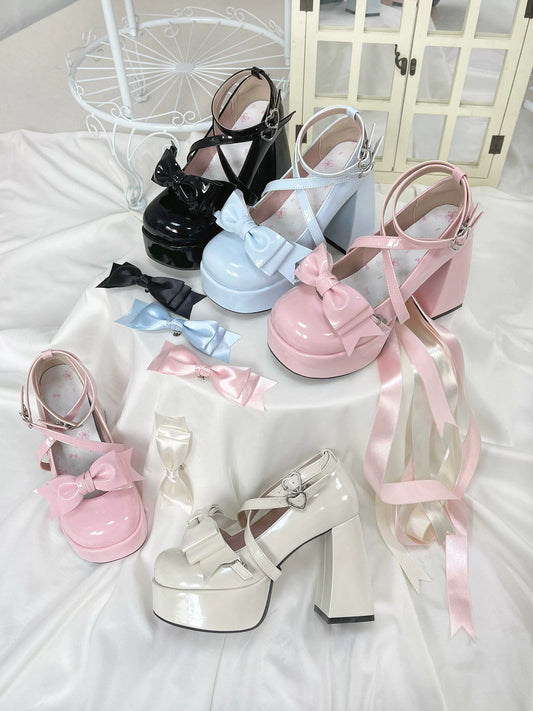 Love Letter Variety Fleur Lolita Black White Pink Blue High Heels Shoes